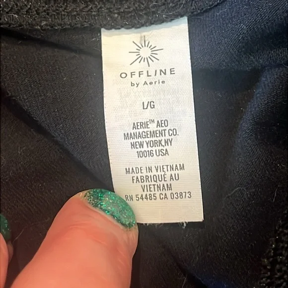 Aerie Offline OG Super Flare Foldover Hi-Rise Leggings Black Size Large L - Picture 10 of 12